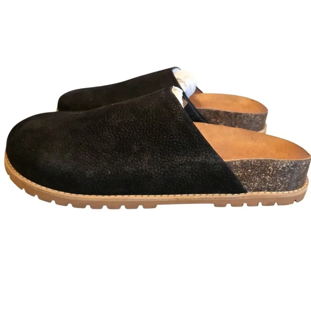Madewell Layne Clog Mule True Black Nubuck Leather Slip On | 8 EUC Preppy Boho - Picture 2 of 16